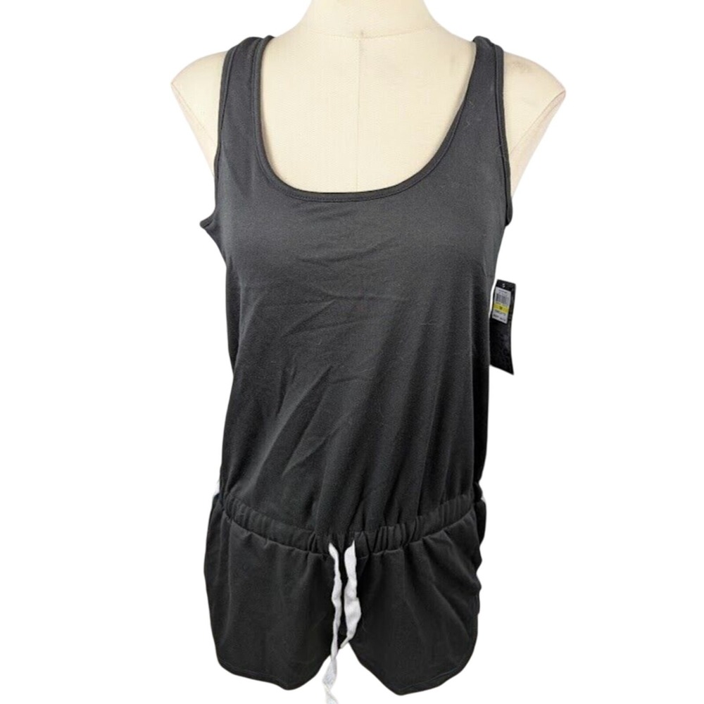 Jessica Simpson Womens Fitness & Yoga Contrast Trim Romper Black Size M